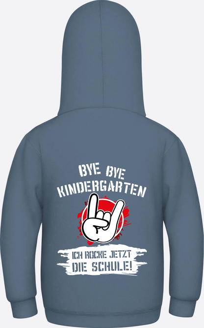 Hoodie Einschulung: Bye Bye Kindergarten, ich rocke die Schule - Airforce Blue