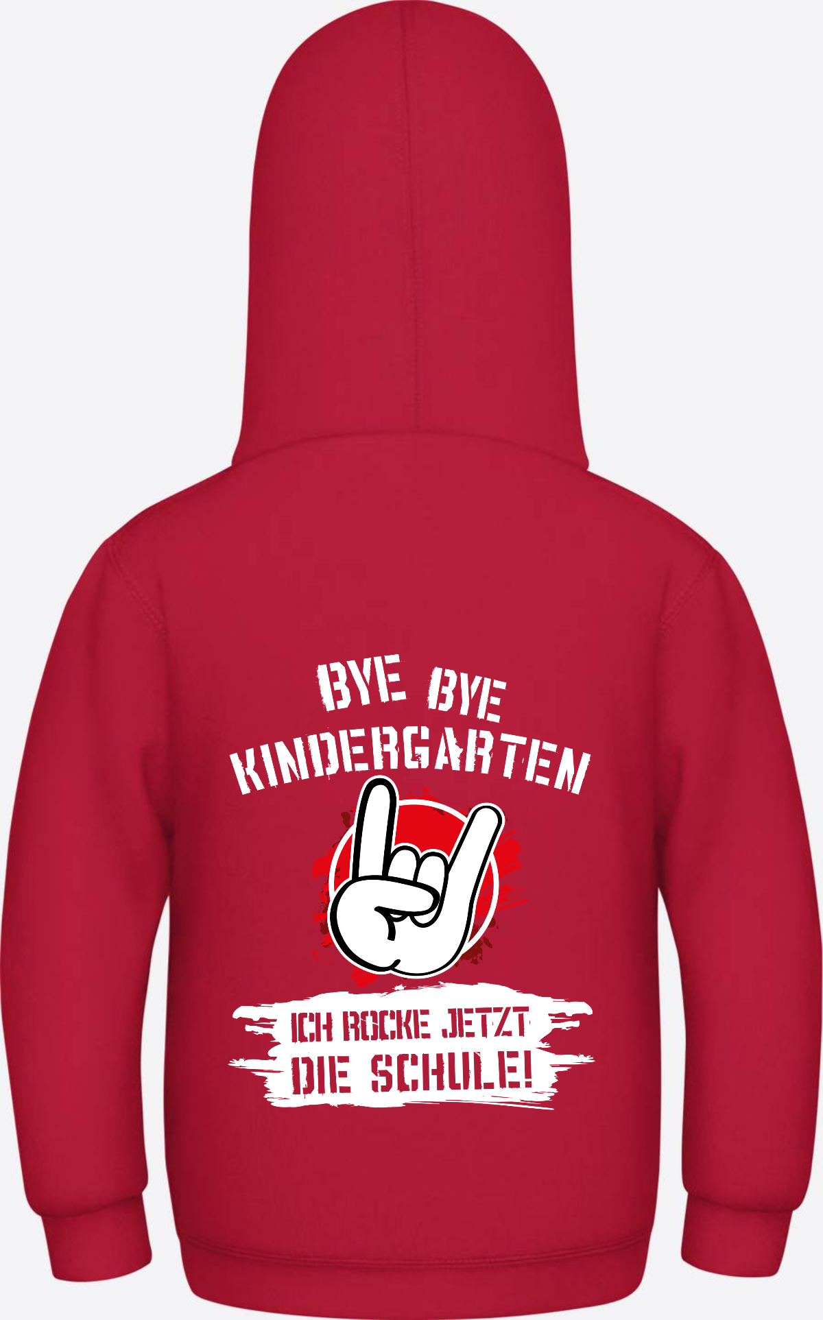 Hoodie Einschulung: Bye Bye Kindergarten, ich rocke die Schule - Fire Red