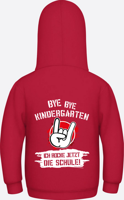 Hoodie Einschulung: Bye Bye Kindergarten, ich rocke die Schule - Fire Red