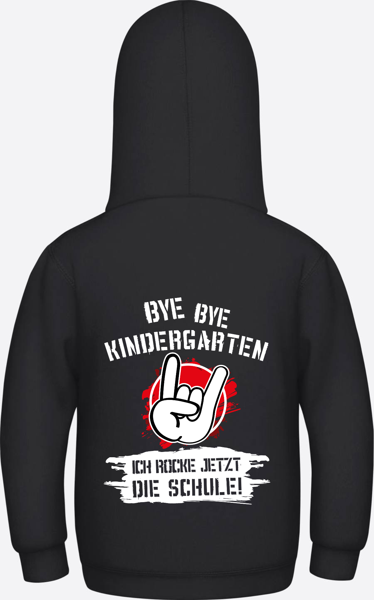 Hoodie Einschulung: Bye Bye Kindergarten, ich rocke die Schule - Jet Black