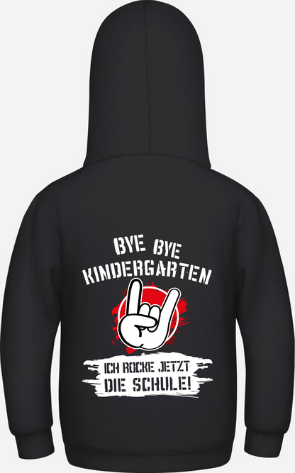 Hoodie Einschulung: Bye Bye Kindergarten, ich rocke die Schule - Jet Black