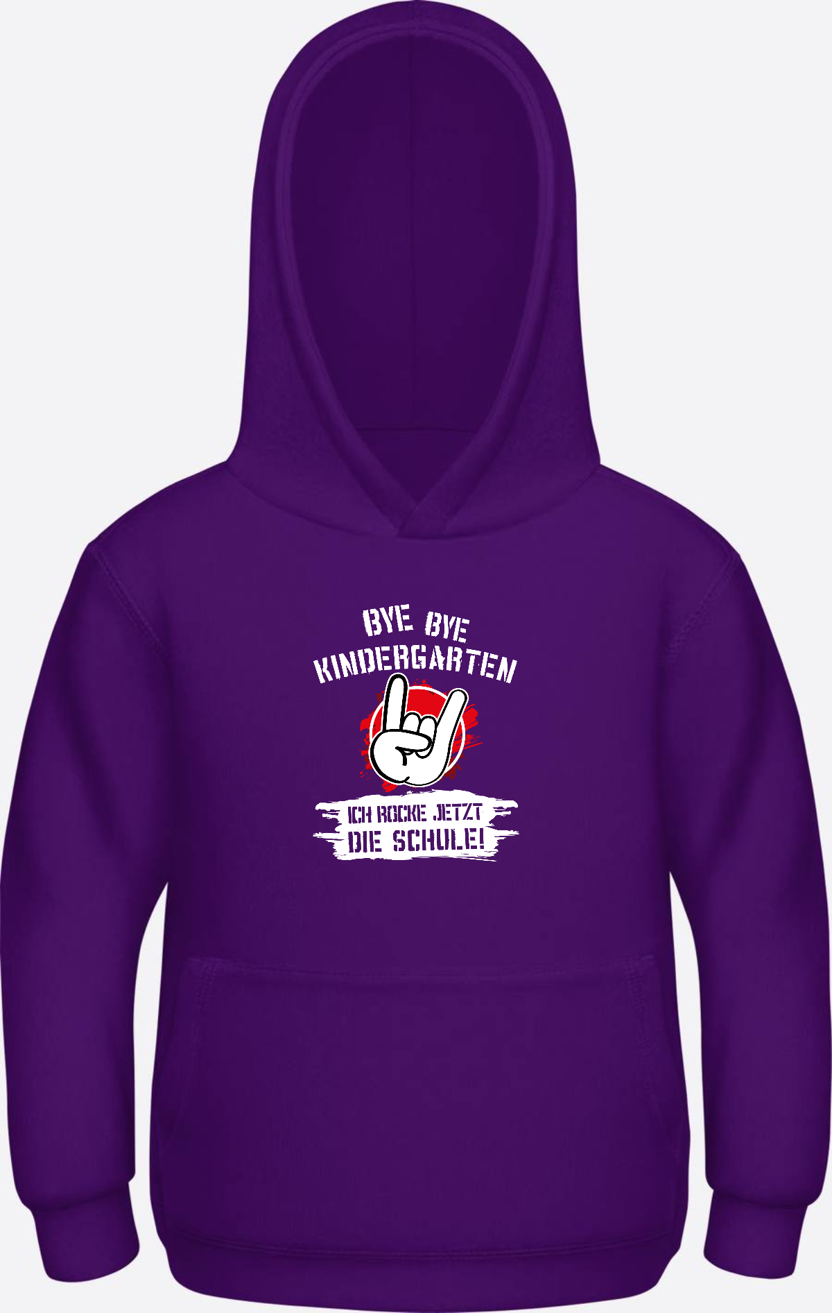 Hoodie Einschulung: Bye Bye Kindergarten, ich rocke die Schule - Purple Herzseite