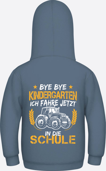 Hoodie Einschulung: Bye Bye Kindergarten Traktor - Airforce Blue