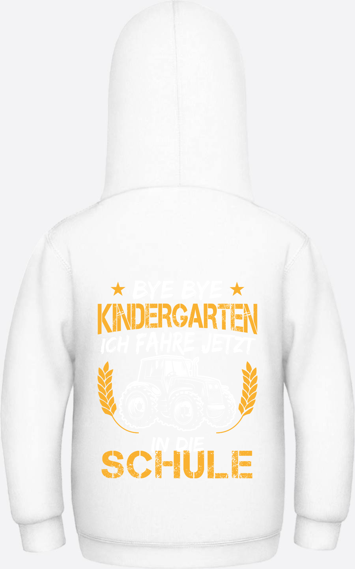 Hoodie Einschulung: Bye Bye Kindergarten Traktor - Arctic White