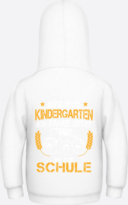 Hoodie Einschulung: Bye Bye Kindergarten Traktor - Arctic White