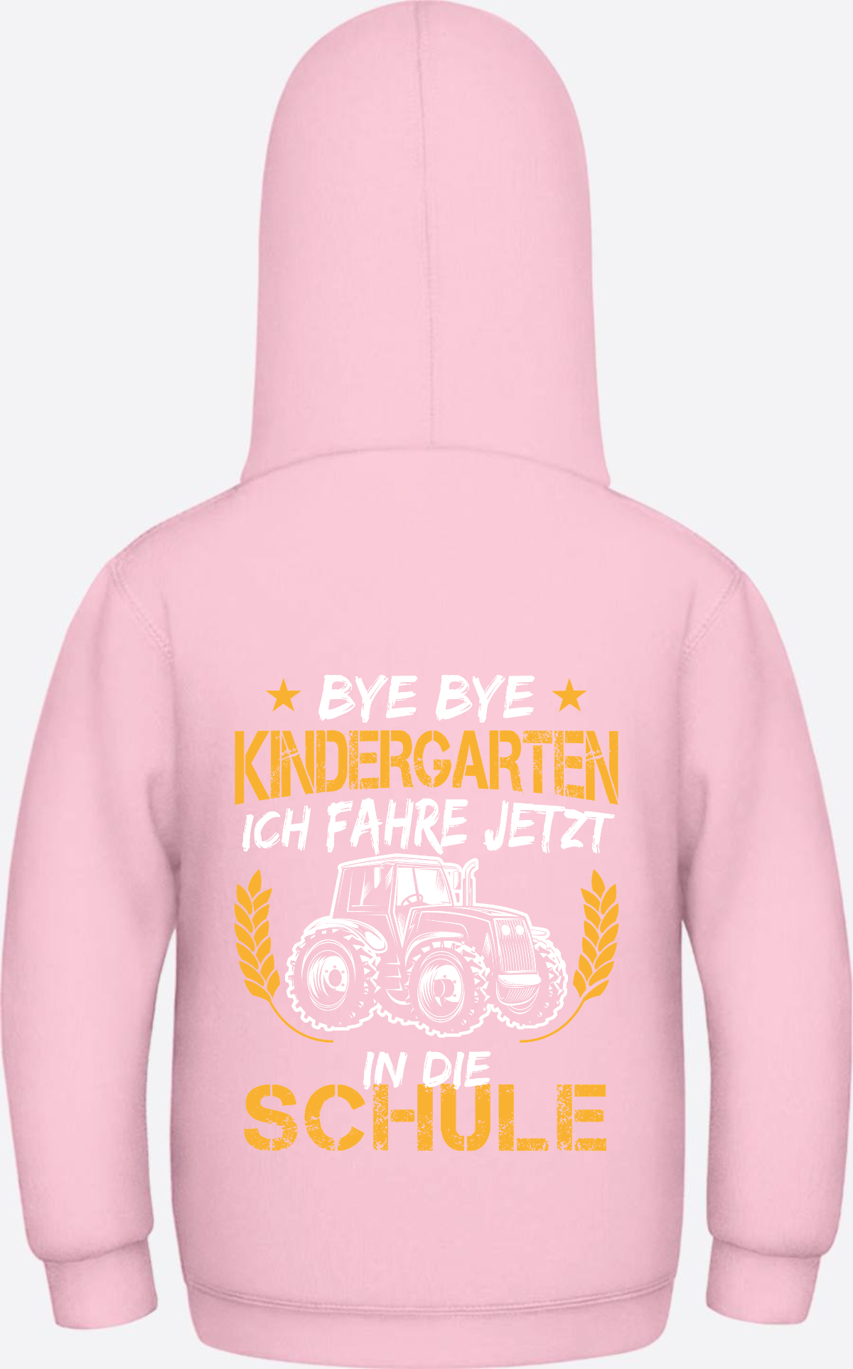 Hoodie Einschulung: Bye Bye Kindergarten Traktor - Baby Pink