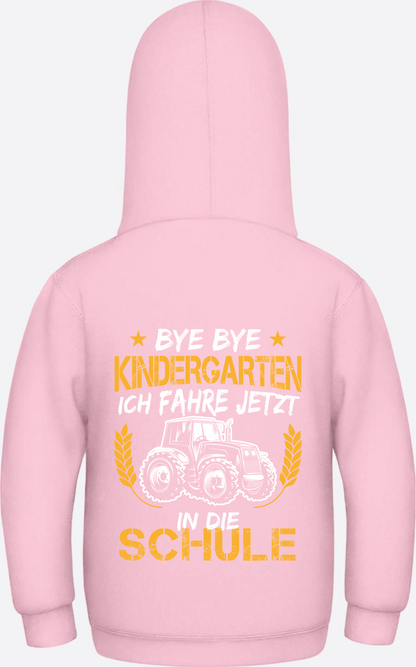 Hoodie Einschulung: Bye Bye Kindergarten Traktor - Baby Pink