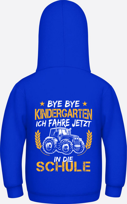 Hoodie Einschulung: Bye Bye Kindergarten Traktor - Bright Royal