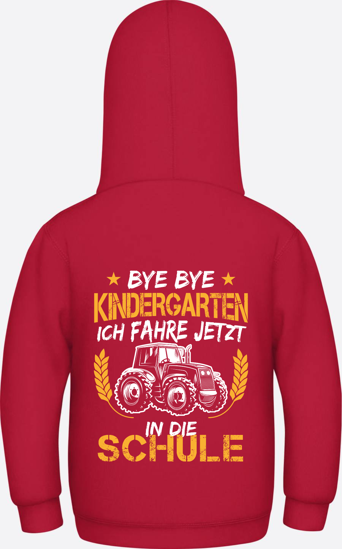 Hoodie Einschulung: Bye Bye Kindergarten Traktor - Fire Red