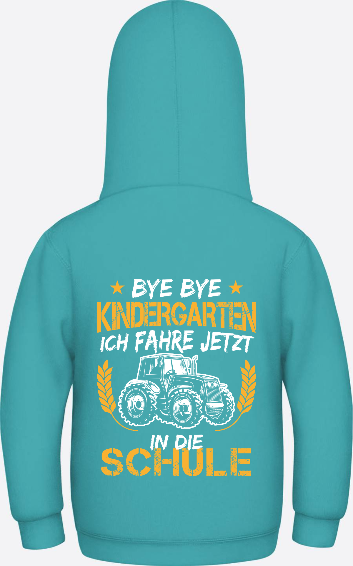 Hoodie Einschulung: Bye Bye Kindergarten Traktor - Hawaiian Blue