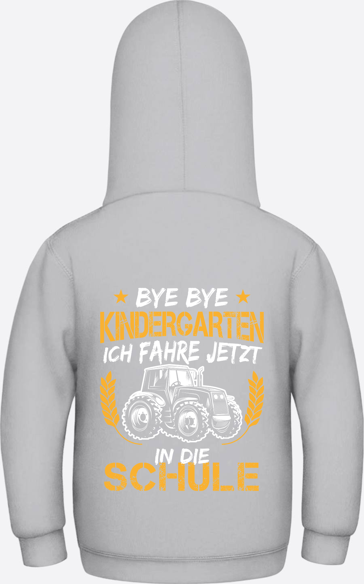 Hoodie Einschulung: Bye Bye Kindergarten Traktor - Heather Grey