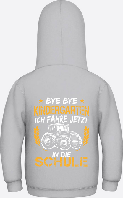 Hoodie Einschulung: Bye Bye Kindergarten Traktor - Heather Grey