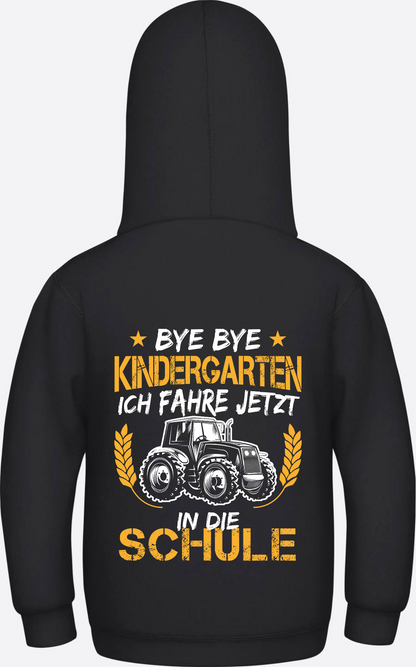 Hoodie Einschulung: Bye Bye Kindergarten Traktor - Jet Black