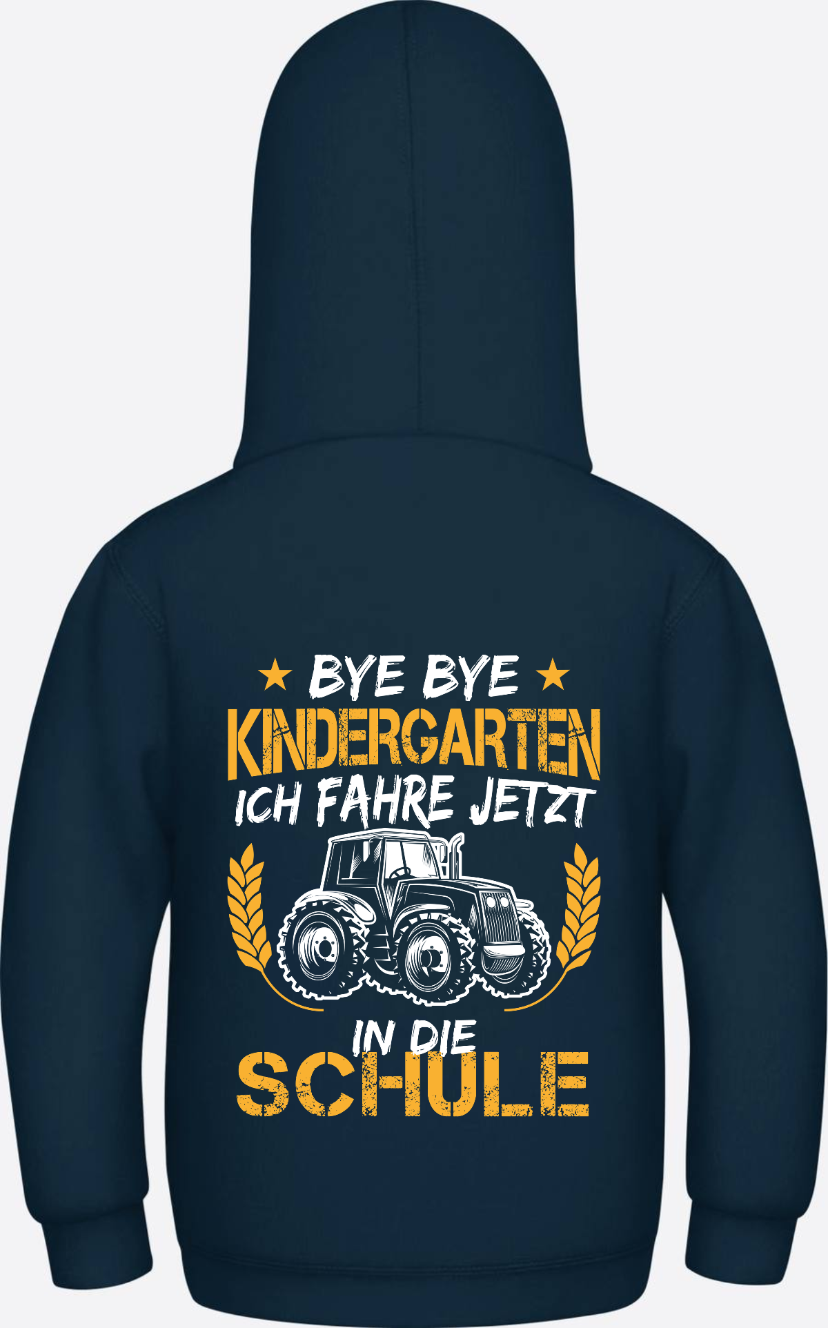 Hoodie Einschulung: Bye Bye Kindergarten Traktor - New French Navy
