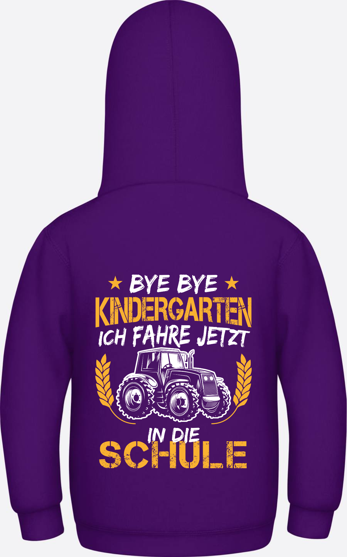 Hoodie Einschulung: Bye Bye Kindergarten Traktor - Purple