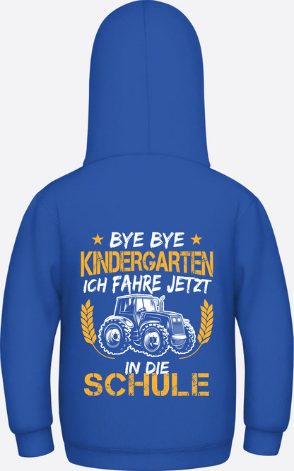 Hoodie Einschulung: Bye Bye Kindergarten Traktor - Royal Blue