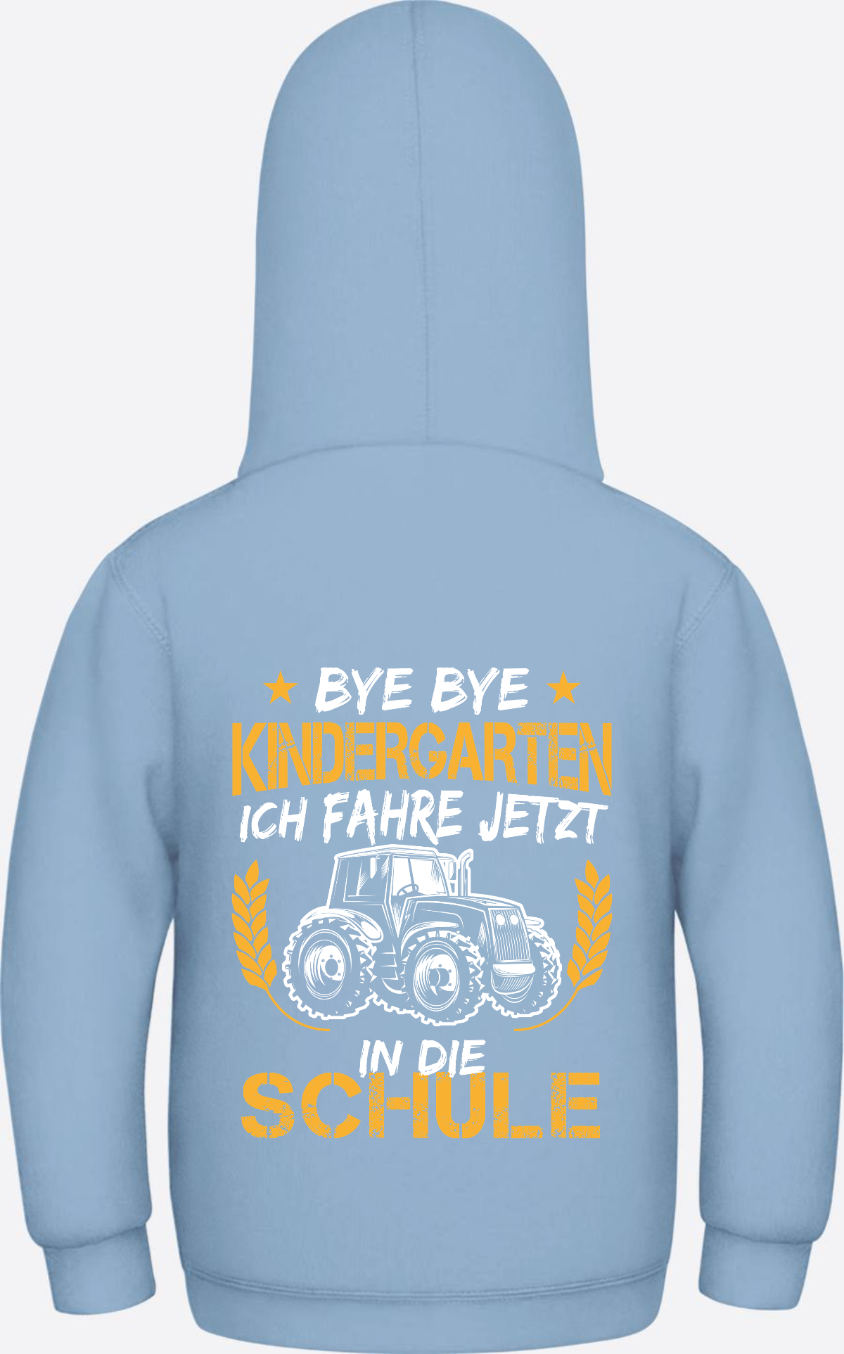 Hoodie Einschulung: Bye Bye Kindergarten Traktor - Sky Blue