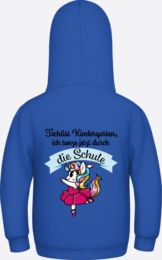 Hoodie Einschulung: Einhorn Ballett – Tschüss Kindergarten - Royal Blue