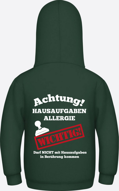 Hoodie Hausaufgaben Allergie – Lustiges Einschulungsgeschenk - Bottle Green