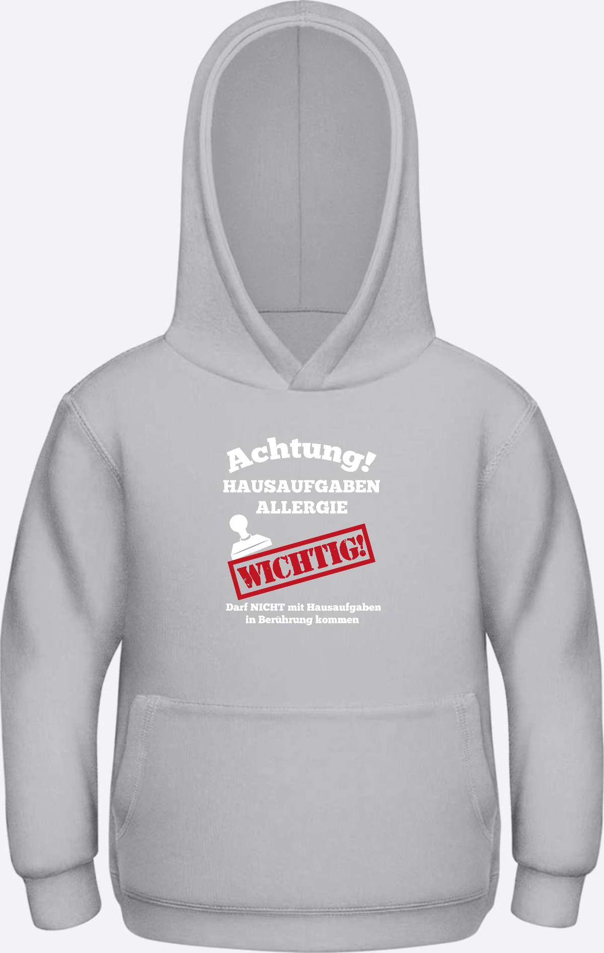 Hoodie Hausaufgaben Allergie – Lustiges Einschulungsgeschenk - Heather Grey Herzseite
