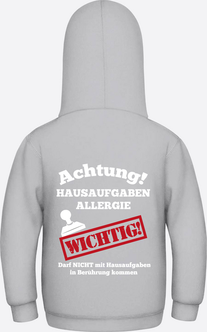 Hoodie Hausaufgaben Allergie – Lustiges Einschulungsgeschenk - Heather Grey