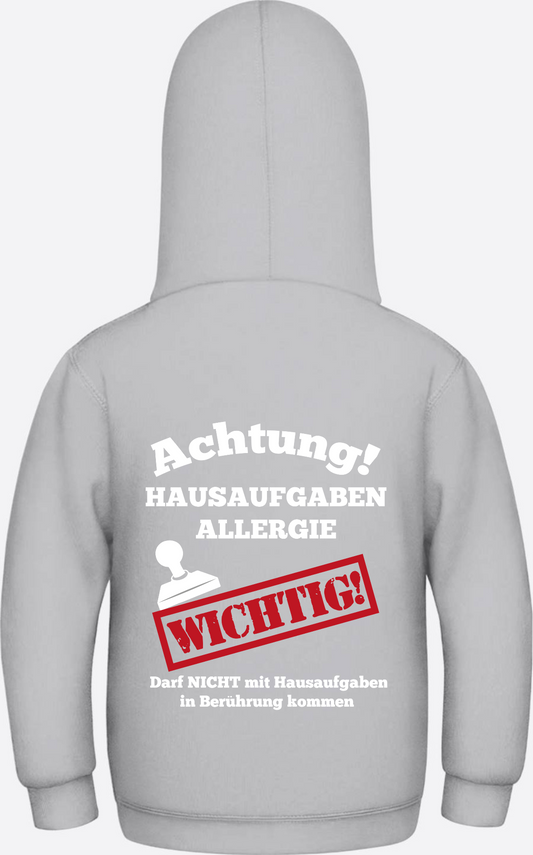 Hoodie Hausaufgaben Allergie – Lustiges Einschulungsgeschenk - Heather Grey