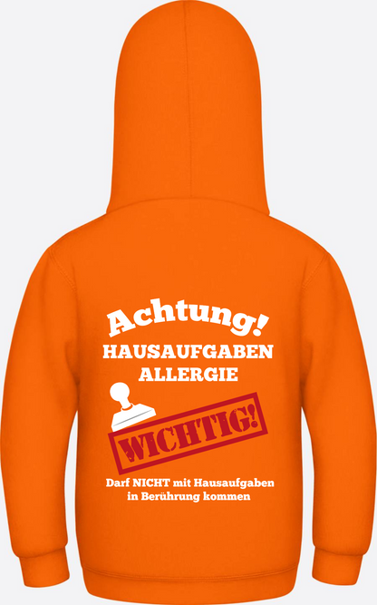 Hoodie Hausaufgaben Allergie – Lustiges Einschulungsgeschenk - Orange Crush