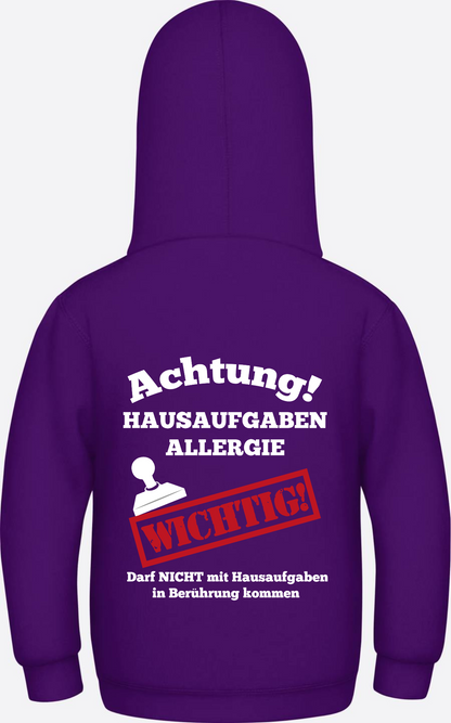 Hoodie Hausaufgaben Allergie – Lustiges Einschulungsgeschenk - Purple