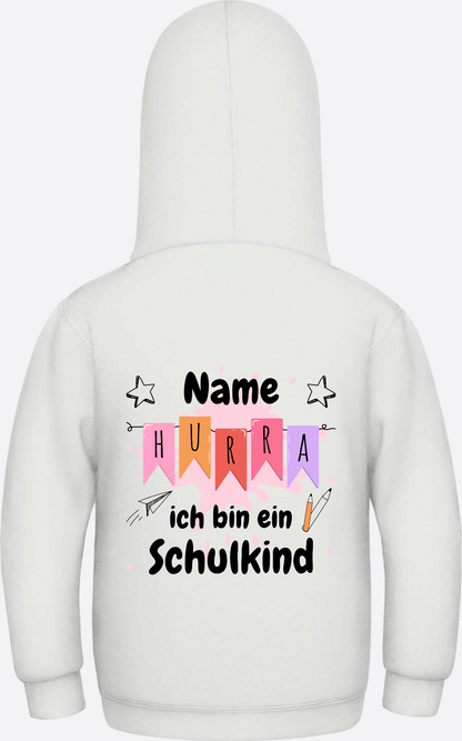 Hoodie Hurra ich bin ein Schulkind - Mit Namen personalisiert - Ash