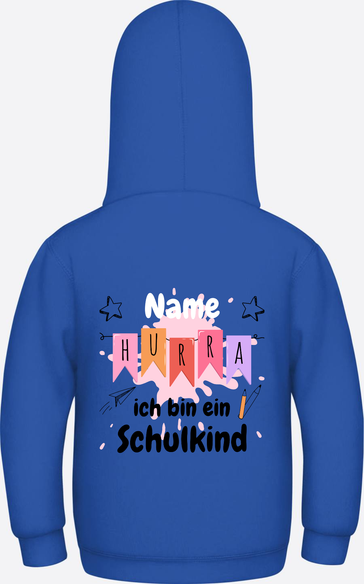 Hoodie Hurra ich bin ein Schulkind - Mit Namen personalisiert - Royal Blue