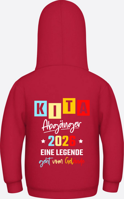 Hoodie Kita Abgänger 2026 - Eine Legende | Personalisiert - Fire Red