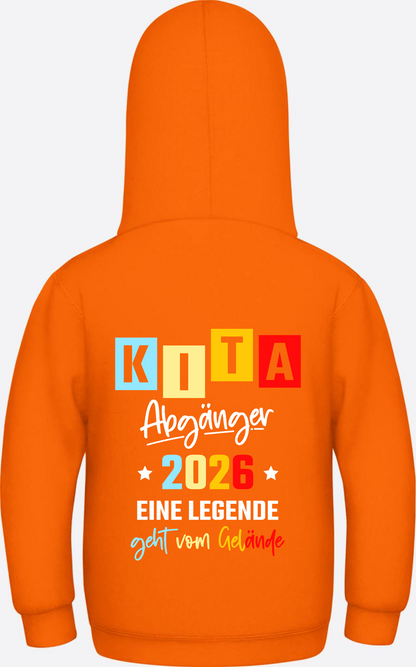 Hoodie Kita Abgänger 2026 - Eine Legende | Personalisiert - Orange Crush