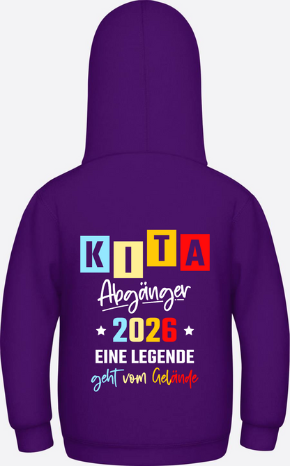 Hoodie Kita Abgänger 2026 - Eine Legende | Personalisiert - Purple