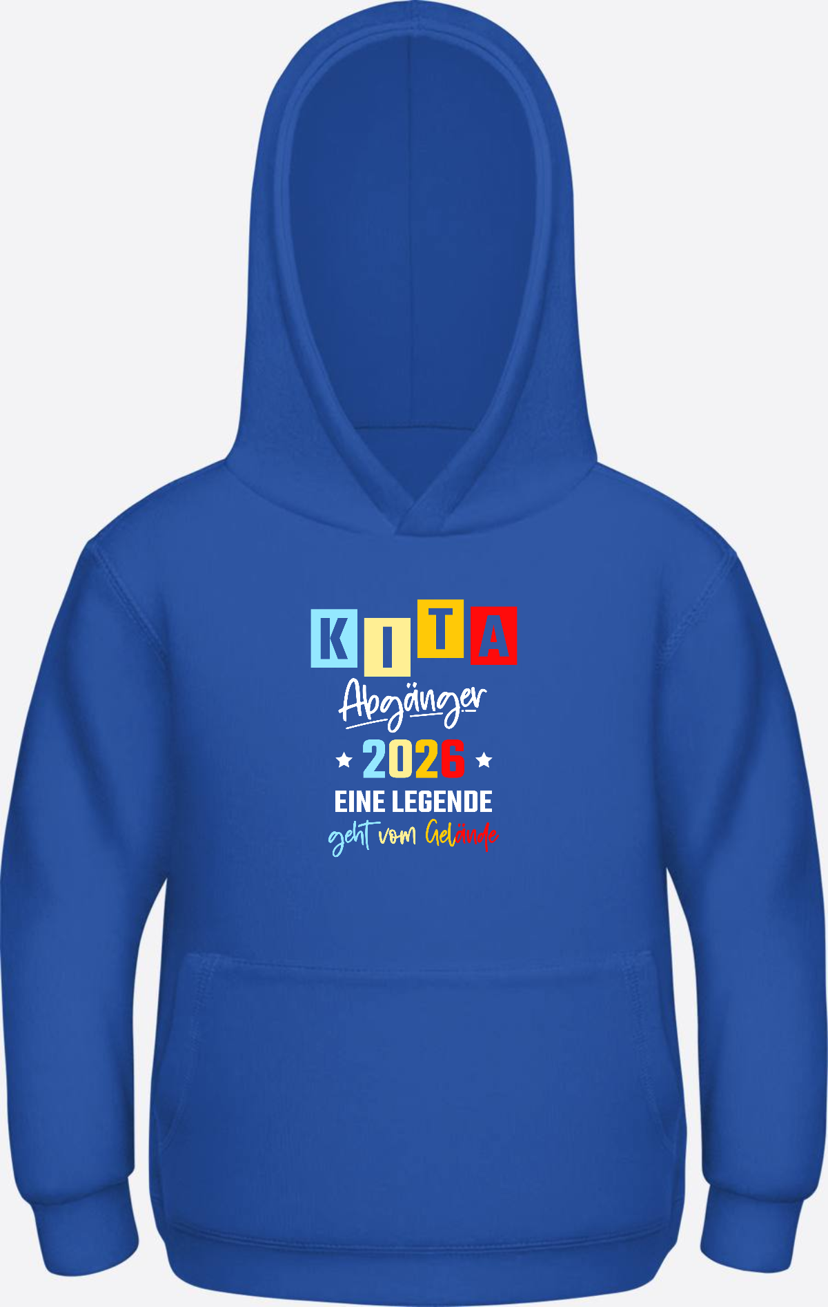 Hoodie Kita Abgänger 2026 - Eine Legende | Personalisiert - Royal Blue Herzseite