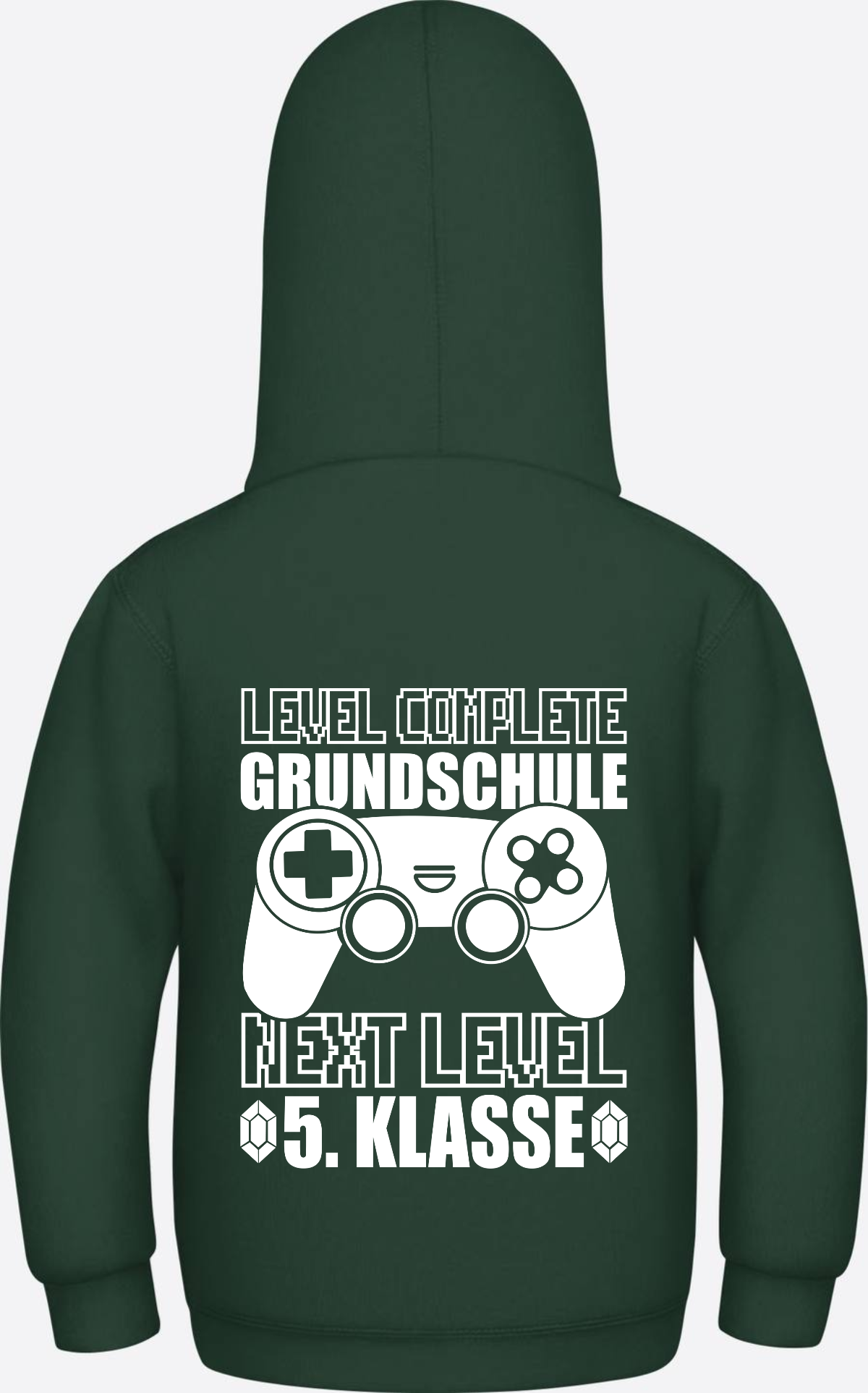 Hoodie Next Level 5. Klasse: Level complete Grundschule mit Name - Bottle Green