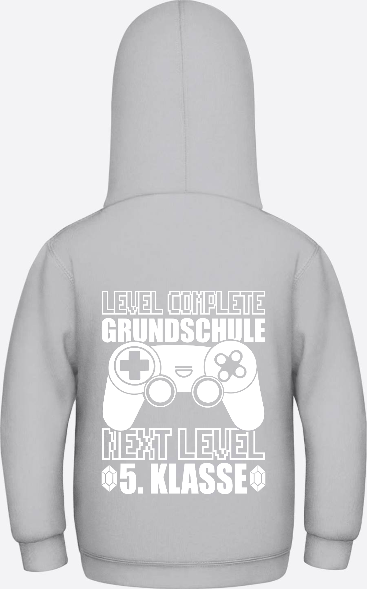 Hoodie Next Level 5. Klasse: Level complete Grundschule mit Name - Heather Grey