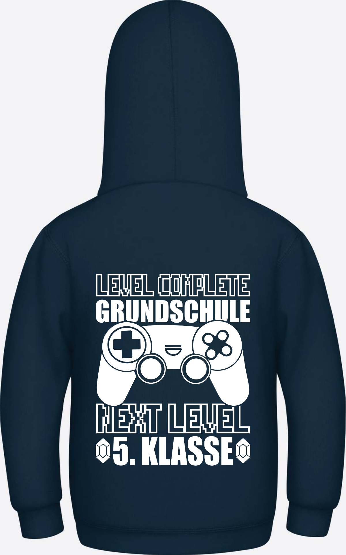 Hoodie Next Level 5. Klasse: Level complete Grundschule mit Name - New French Navy