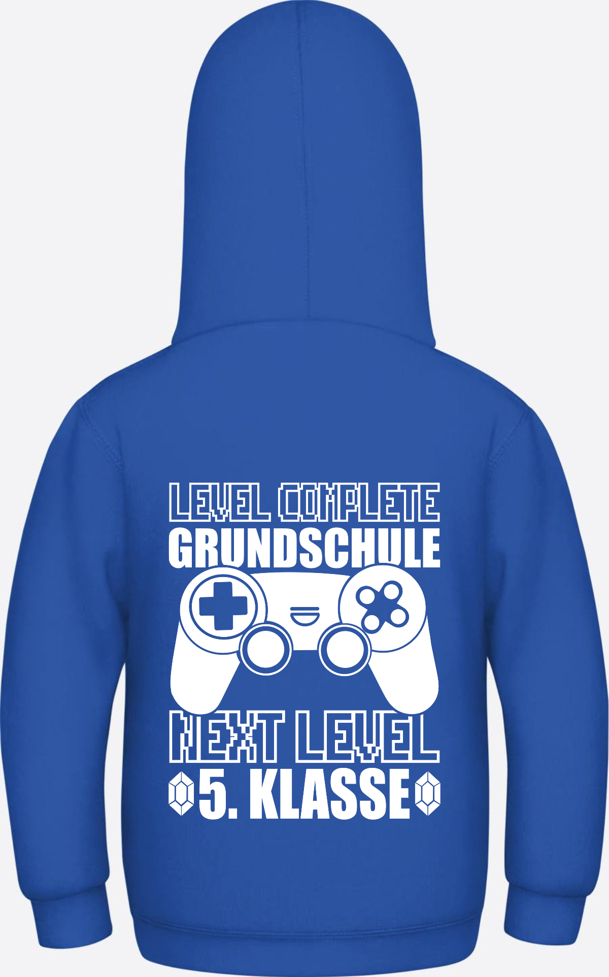 Hoodie Next Level 5. Klasse: Level complete Grundschule mit Name - Royal Blue