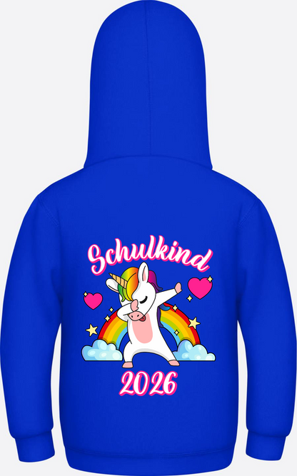 Hoodie Schulkind 2025 Dabbendes Einhorn Regenbogen mit Name - Bright Royal