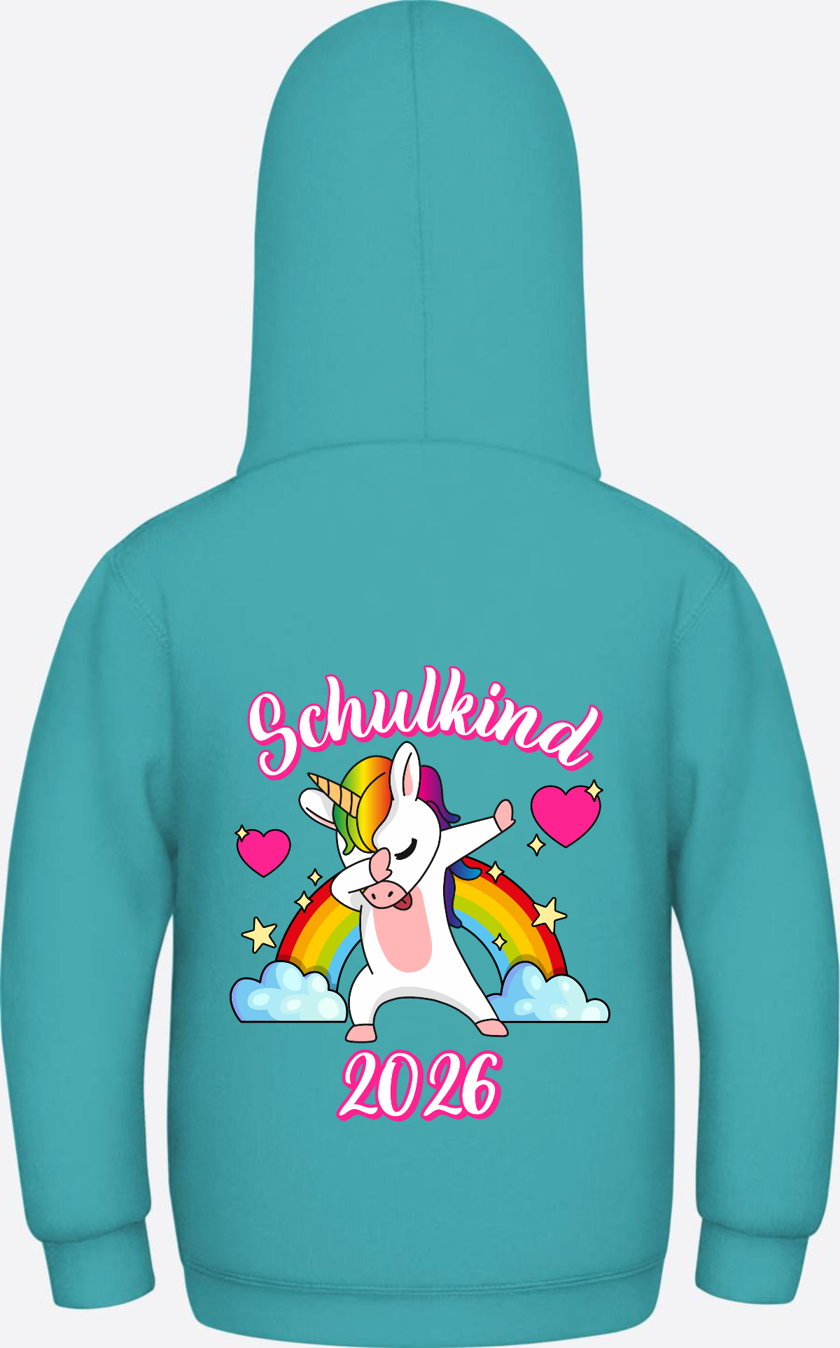 Hoodie Schulkind 2025 Dabbendes Einhorn Regenbogen mit Name - Hawaiian Blue