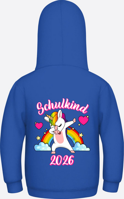 Hoodie Schulkind 2025 Dabbendes Einhorn Regenbogen mit Name - Royal Blue