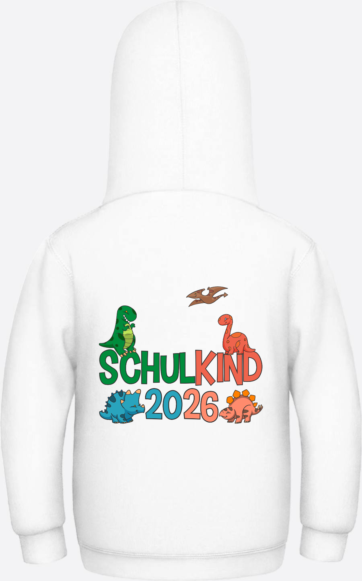 Hoodie Schulkind 2026 Dinos – Geschenk zur Einschulung - Arctic White