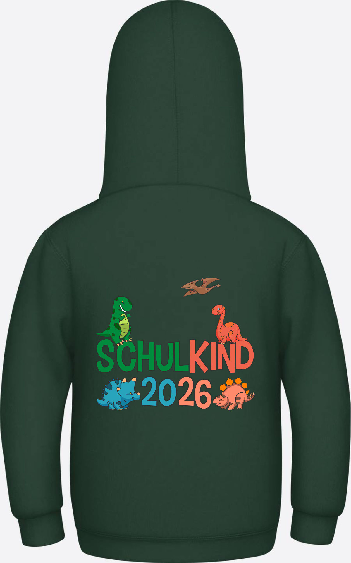 Hoodie Schulkind 2026 Dinos – Geschenk zur Einschulung - Bottle Green