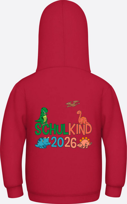Hoodie Schulkind 2026 Dinos – Geschenk zur Einschulung - Fire Red