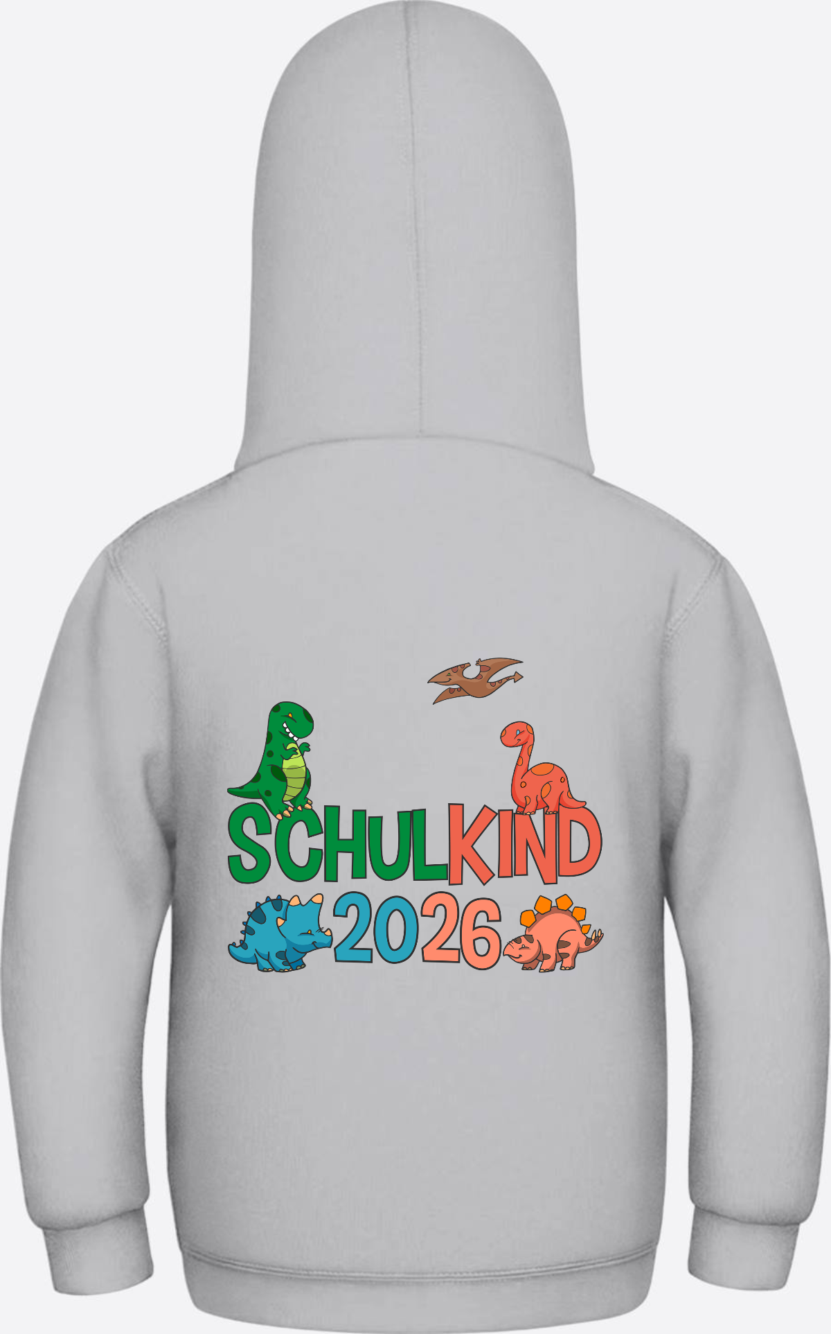 Hoodie Schulkind 2026 Dinos – Geschenk zur Einschulung - Heather Grey