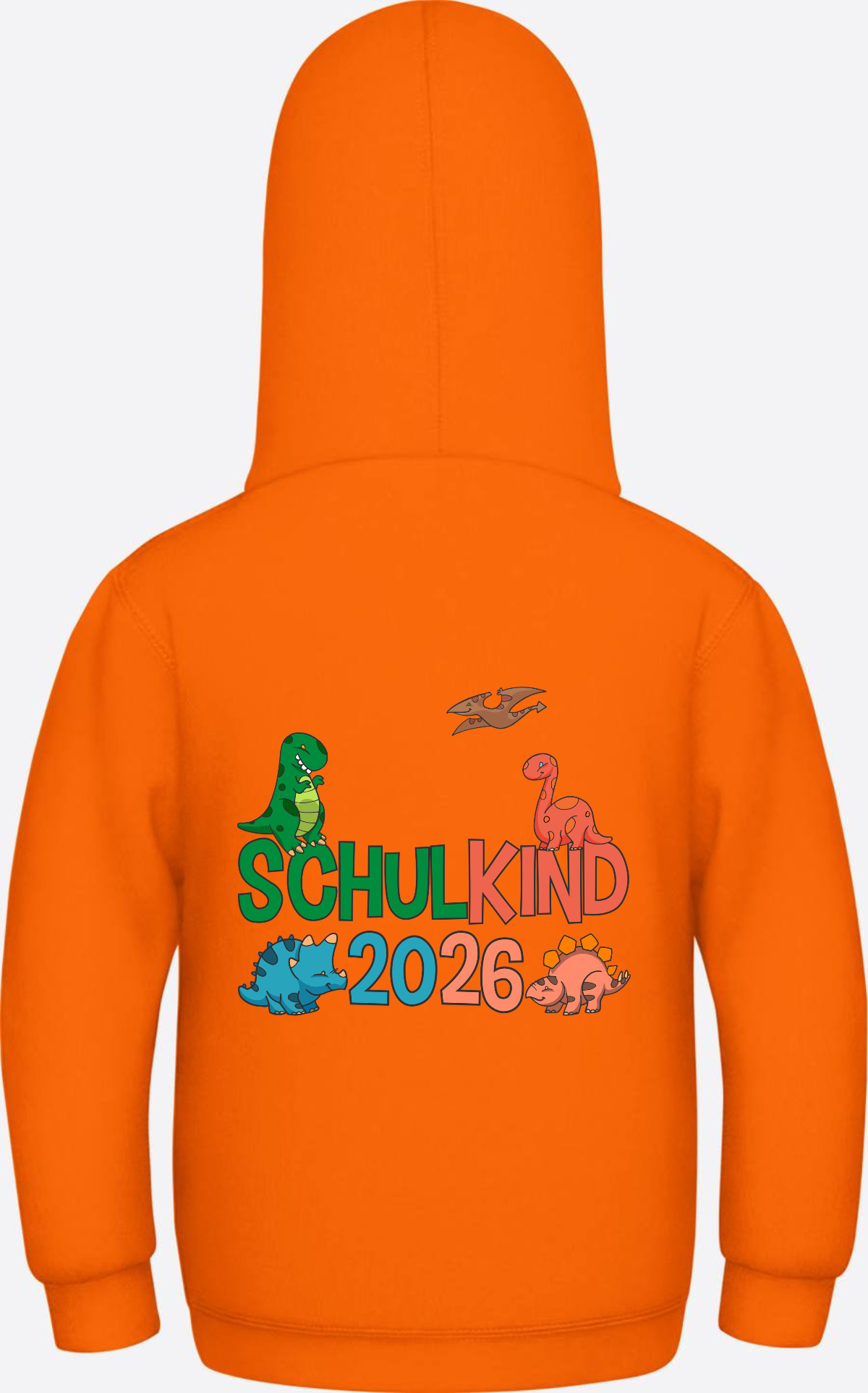 Hoodie Schulkind 2026 Dinos – Geschenk zur Einschulung - Orange Crush