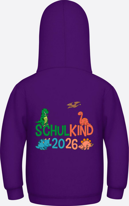 Hoodie Schulkind 2026 Dinos – Geschenk zur Einschulung - Purple