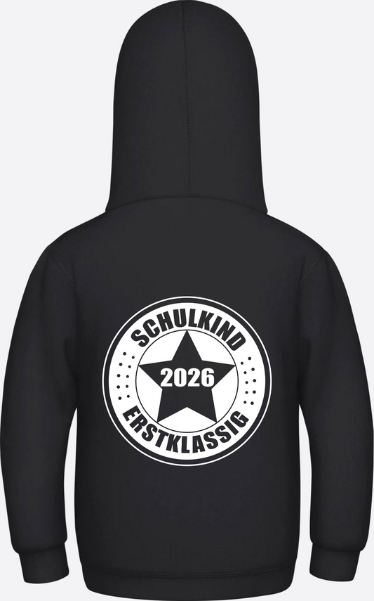 Hoodie Schulkind 2026 – Erstklassig Geschenk zur Einschulung - Jet Black
