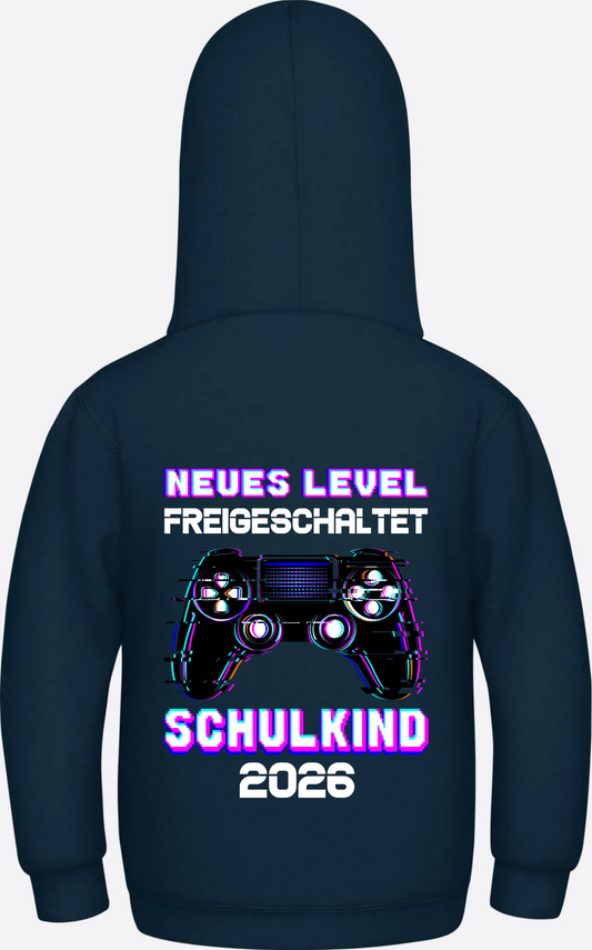 Hoodie Schulkind 2026 - Neues Level freigeschaltet Gamer - New French Navy