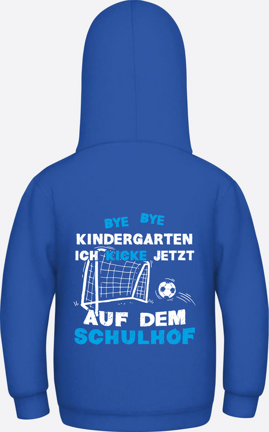 Hoodie zur Einschulung: Bye Bye Kindergarten Fußball - Royal Blue